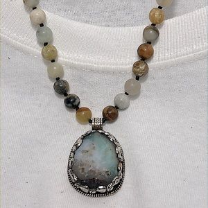 Southwest Style Semi-Precious Stone Necklace on Adjustable Leather Cord - NEW